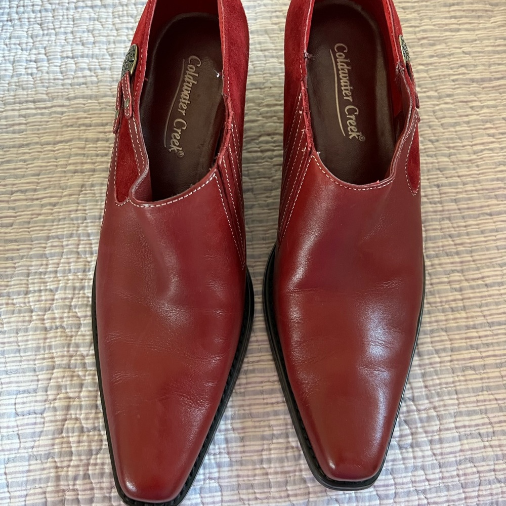 Coldwater Creek Women’s Red Leather and Suede Booties